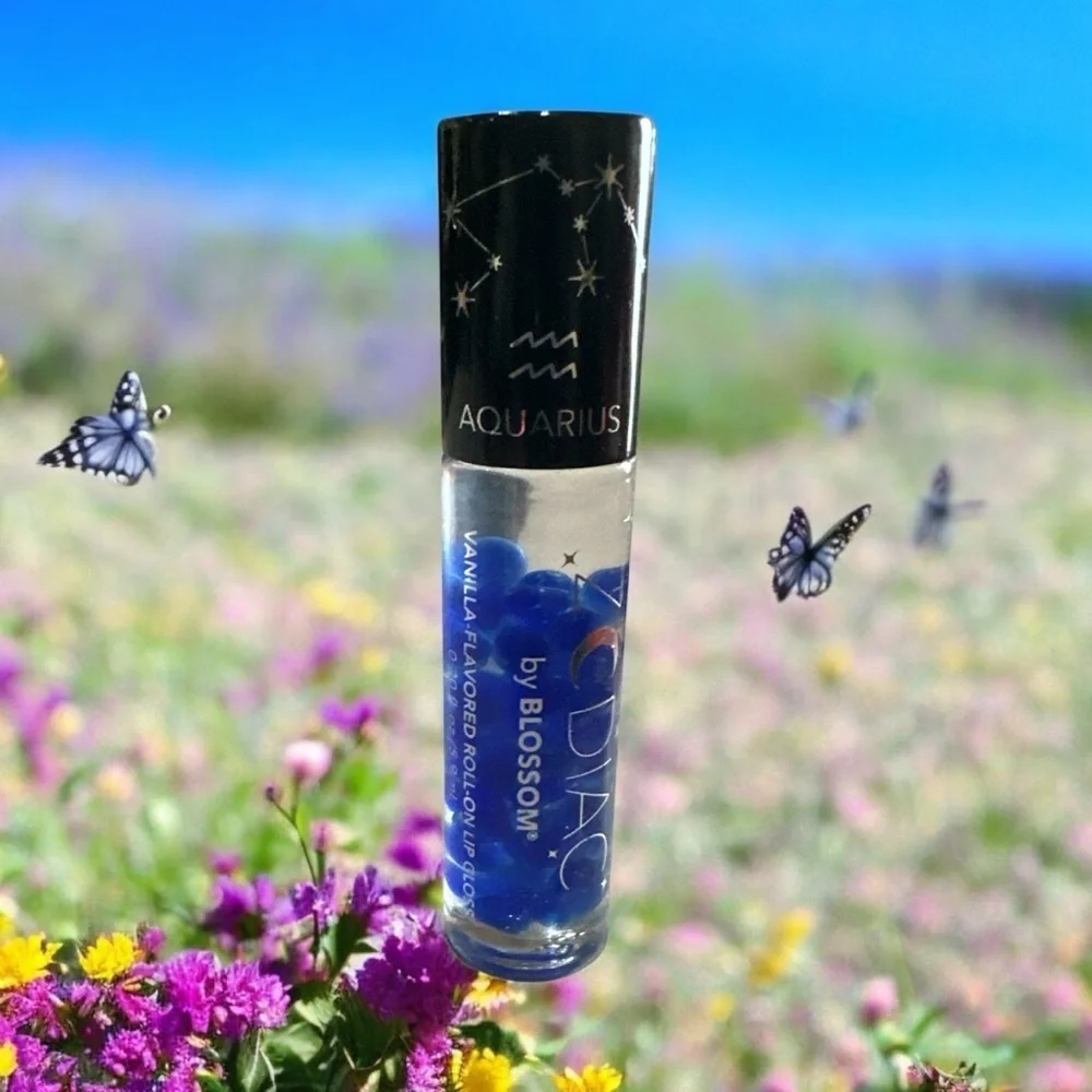 Blossom Aquarius Zodiac Lip Gloss – Vanilla Scented w/ Crystals